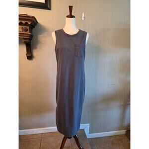 Pact Women's Organic Cotton Maxi Sleeveless Dress Pocket Gray SZ Medium